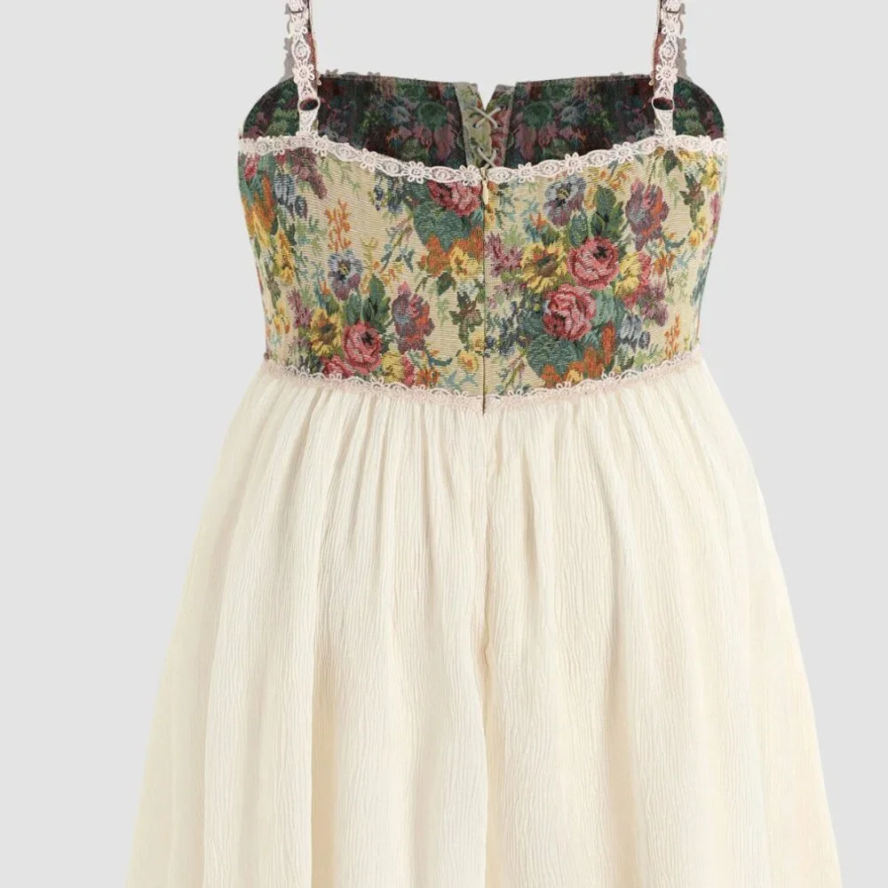 Garden Corset Mini Dress Cottagecore Fairy Romanticcore Size S